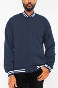 Navy & White Fleece Varsity Bomber Jacket